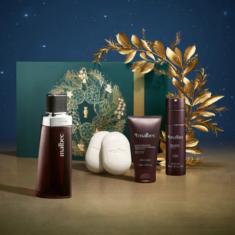kit Presente Malbec: perfume+hidratante+spray+sabonete (4 itens) - Imagem 2