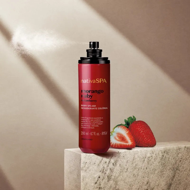 Body Splash Desodorante Colônia Nativa SPA Morango Ruby 200ml - Imagem 2