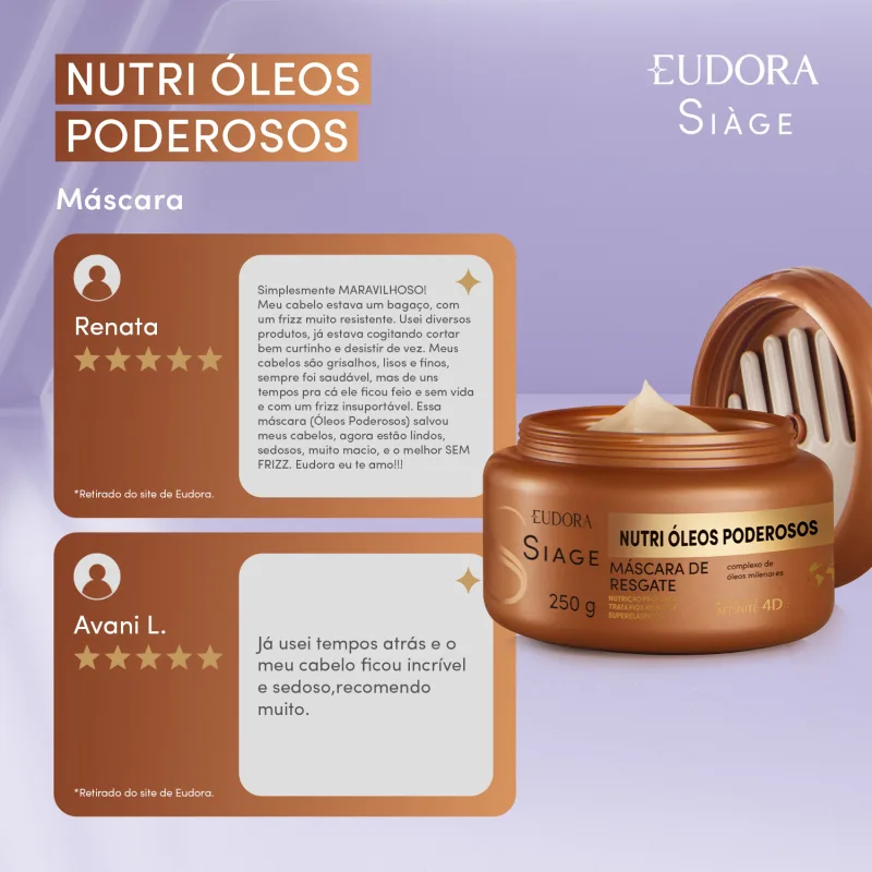 Máscara Capilar Siàge Nutri Óleos Poderosos 250g - Imagem 3