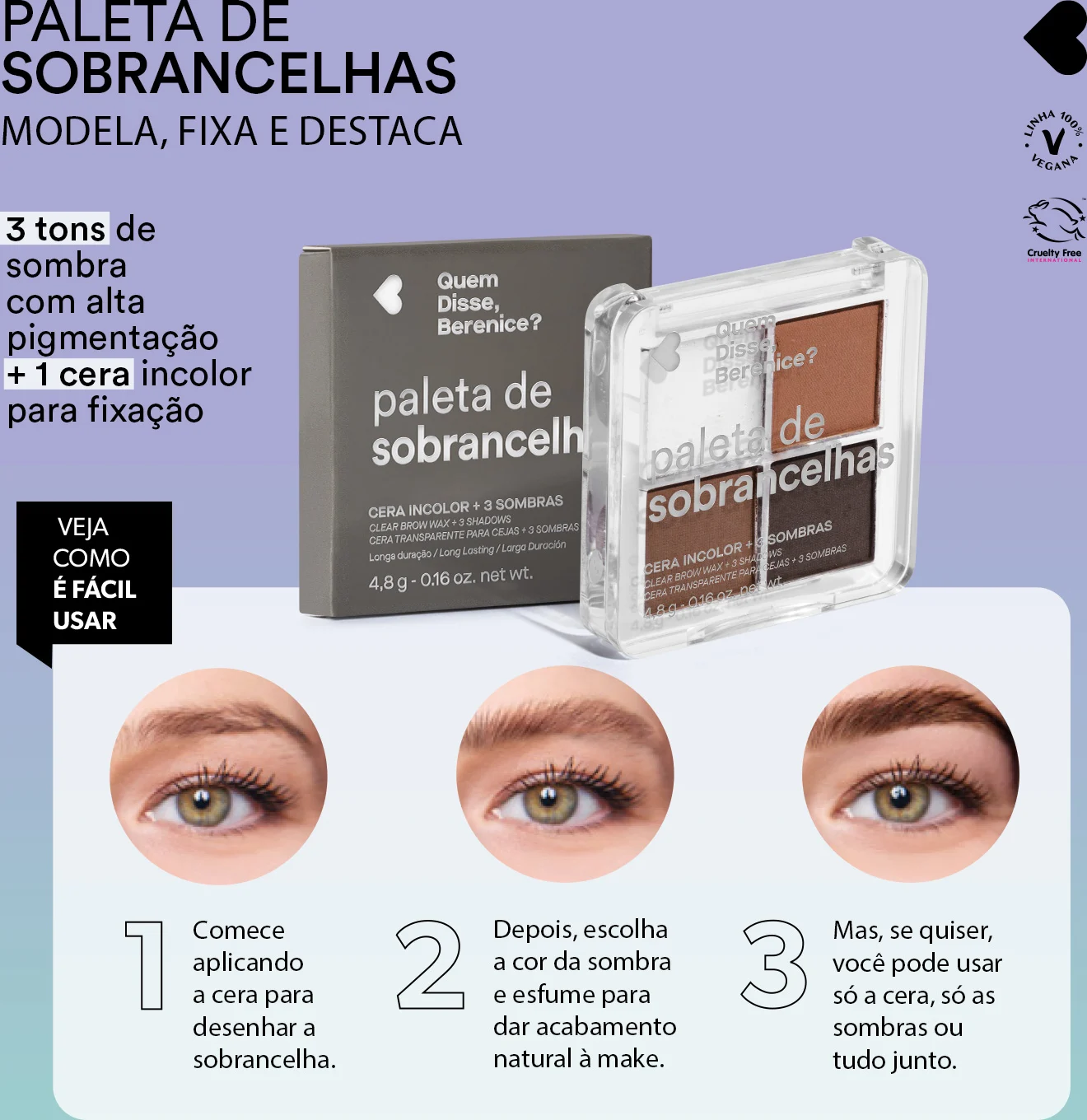 Paleta de Sobrancelhas 4,8g QDB - Imagem 2