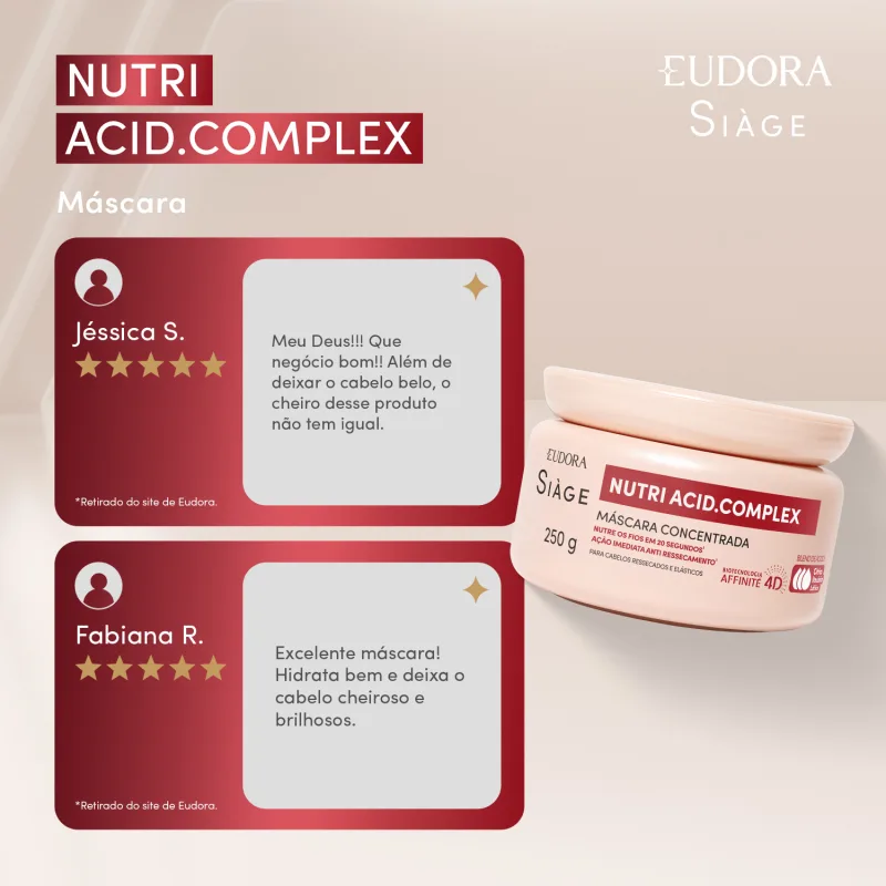 Máscara Capilar Concentrada Siàge Nutri Acid.Complex 250g - Imagem 3