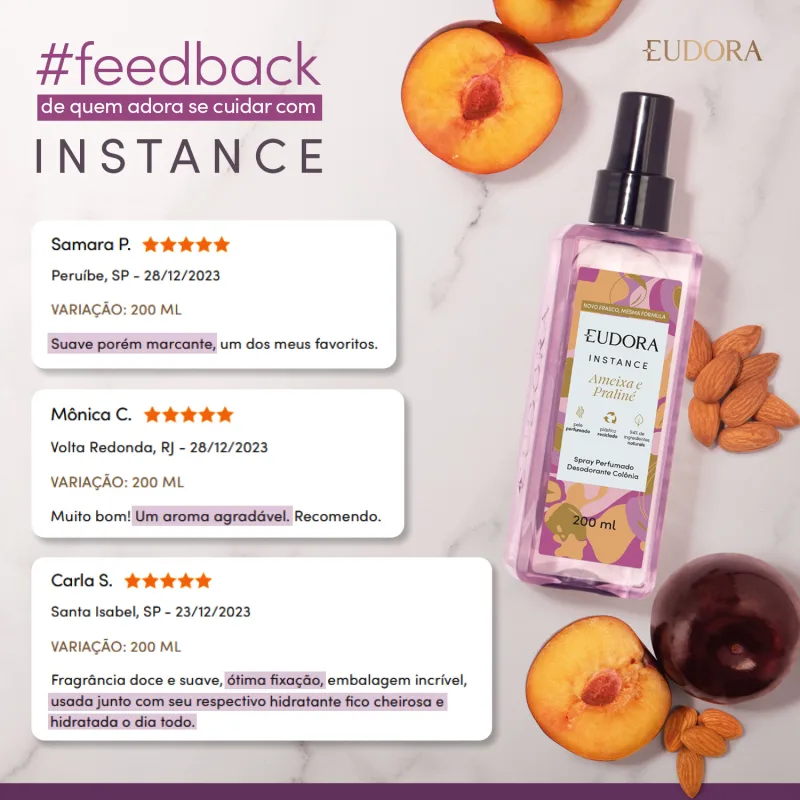 Spray Perfumado Desodorante Colônia Ameixa e Praliné 200ml - Imagem 2