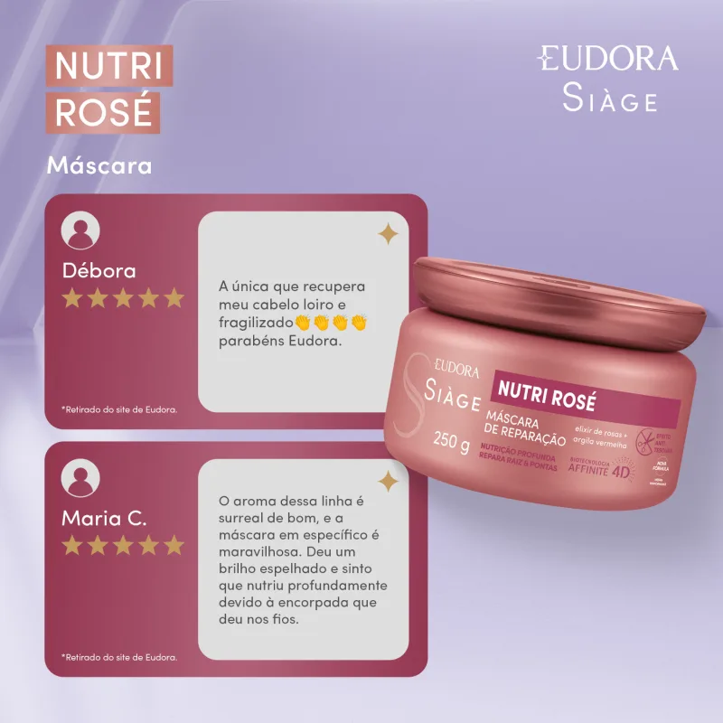 Máscara Capilar Siàge Nutri Rosé 250g - Imagem 2