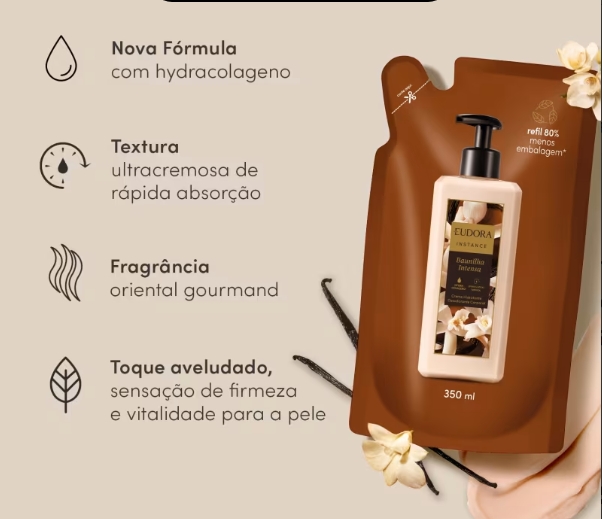 Refil Creme Hidratante Corporal Instance Baunilha Intensa 350ml - Imagem 2