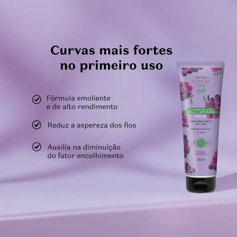 Máscara Capilar Cuide-se Bem Feira Cachos de Uva 250ml - Imagem 2