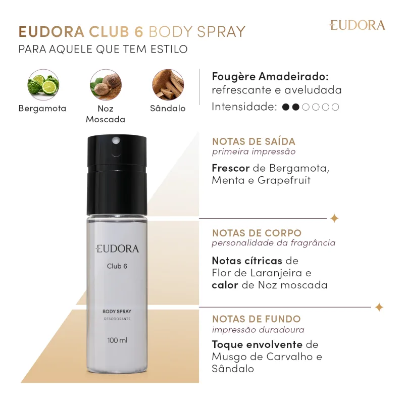 Desodorante Body Spray Club 6 100ml - Imagem 2