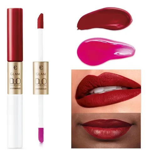 Batom Líquido Vermelho Magnífico Eudora Glam Duo Clinical Micropigmentação 3,5g - Imagem 2