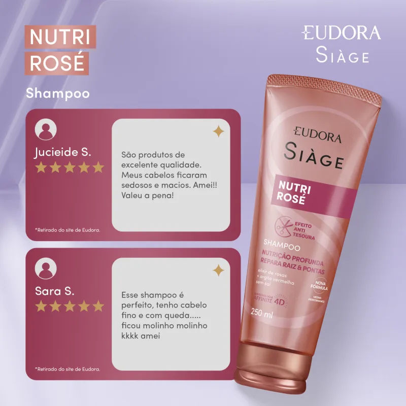 Shampoo Siàge Nutri Rosé 250ml - Imagem 3