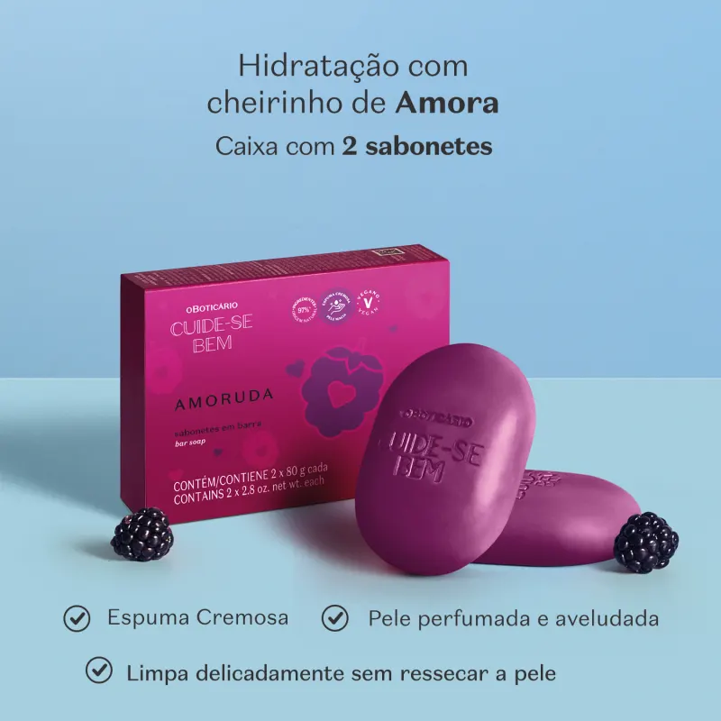 Kit Sabonetes Em Barra Cuide-se Bem Amoruda 2x80g - Imagem 2