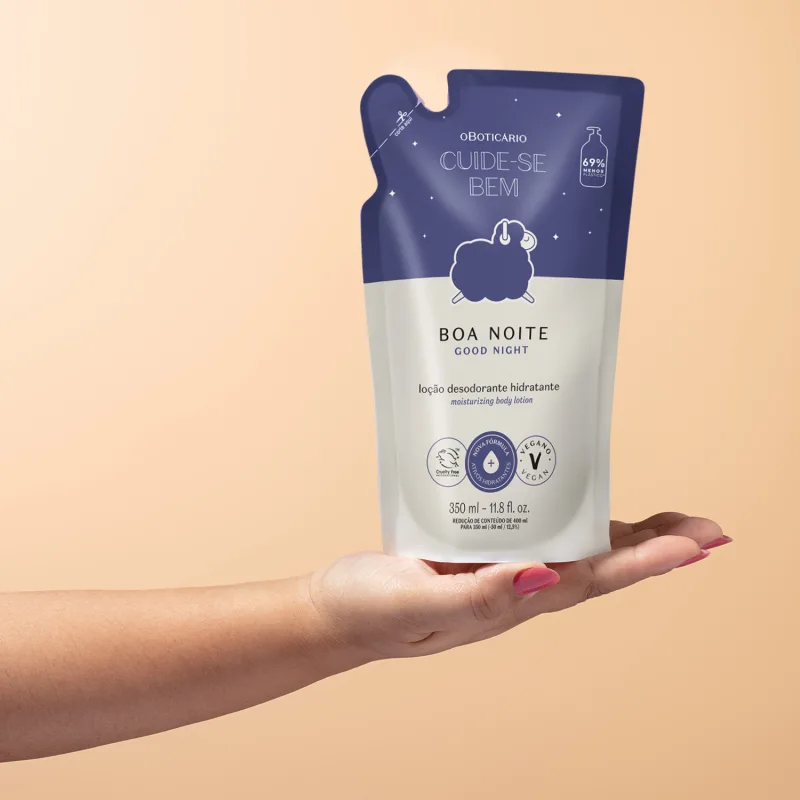 Refil Loção Desodorante Hidratante Corporal Cuide-se Bem Boa Noite 350ml - Imagem 2