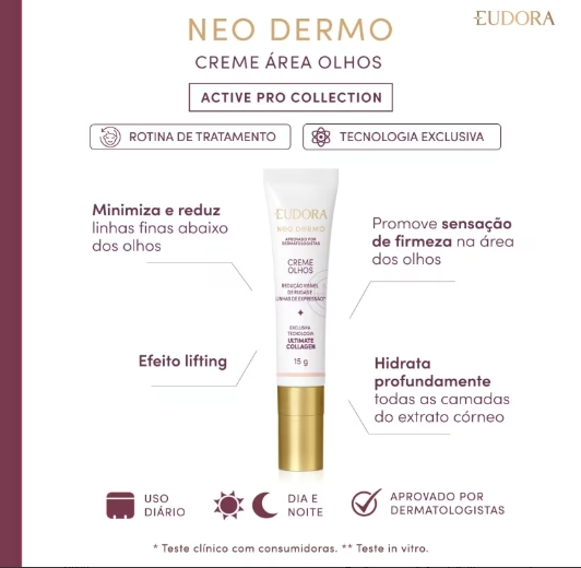 Creme para Olhos Active Pro Bio Colágeno Neo Dermo 15g - Imagem 2